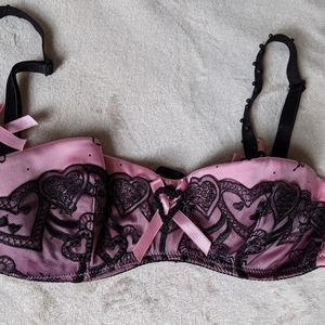 Chantal Thomass pink/black balconette bra 34B